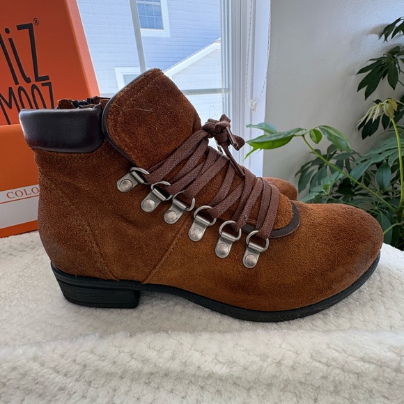 Miz Mooz Shoes - Miz Mooz Women Steffy Chestnut Suede Lace-Up Ankle Boot Size 36 US 6